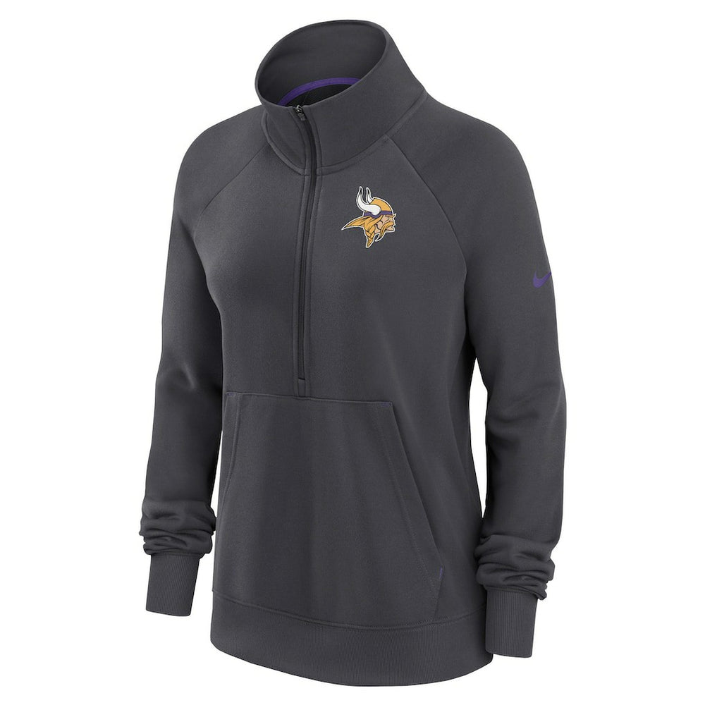 Minnesota Vikings Women's Premium Raglan Performance Half-Zip Sweatshirt Charcoal - Nike
