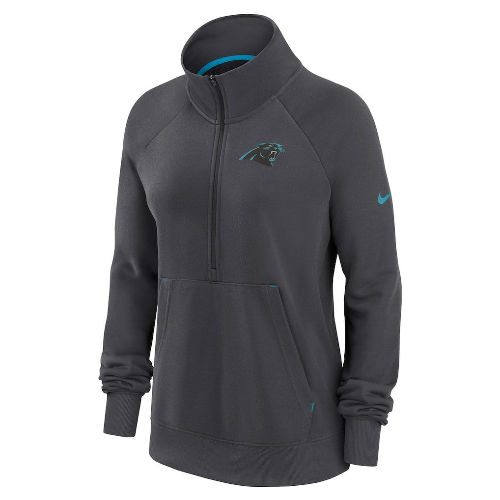Carolina Panthers Women's Premium Raglan Performance Half-Zip Sweatshirt Charcoal - Nike