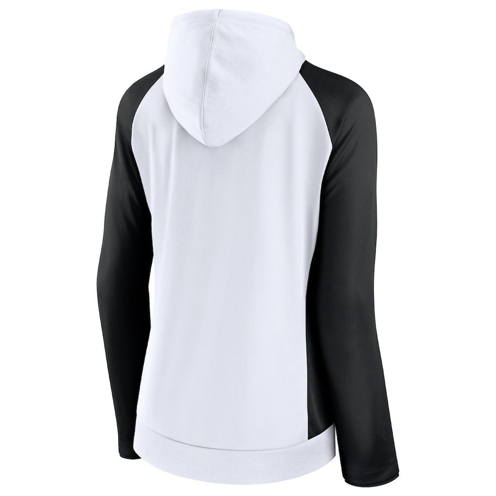 New Orleans Saints Women's End Around Lightweight Raglan Full-Zip Hoodie Jacket White/Black - Fanatics