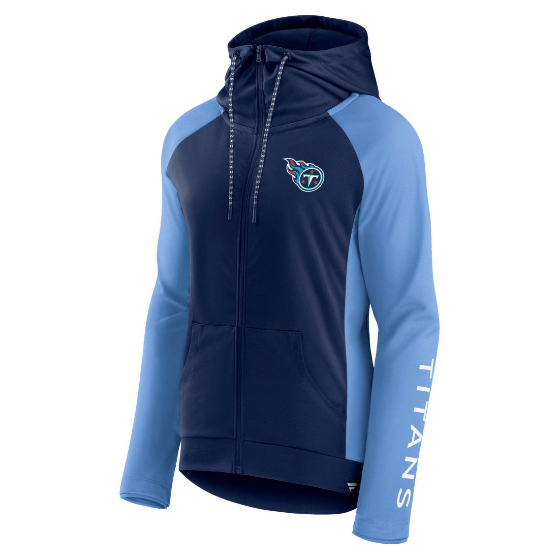 Tennessee Titans Women's End Around Lightweight Raglan Full-Zip Hoodie Jacket Navy/Light Blue - Fanatics