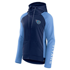 Tennessee Titans Women's End Around Lightweight Raglan Full-Zip Hoodie Jacket Navy/Light Blue - Fanatics