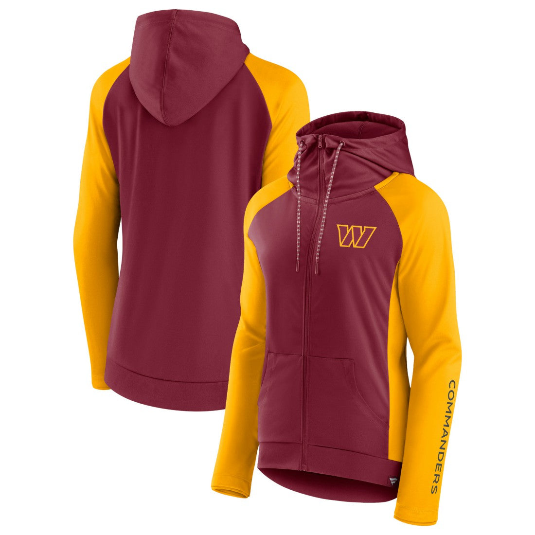 Washington Commanders Women's End Around Lightweight Raglan Full-Zip Hoodie Jacket Burgundy/Gold - Fanatics