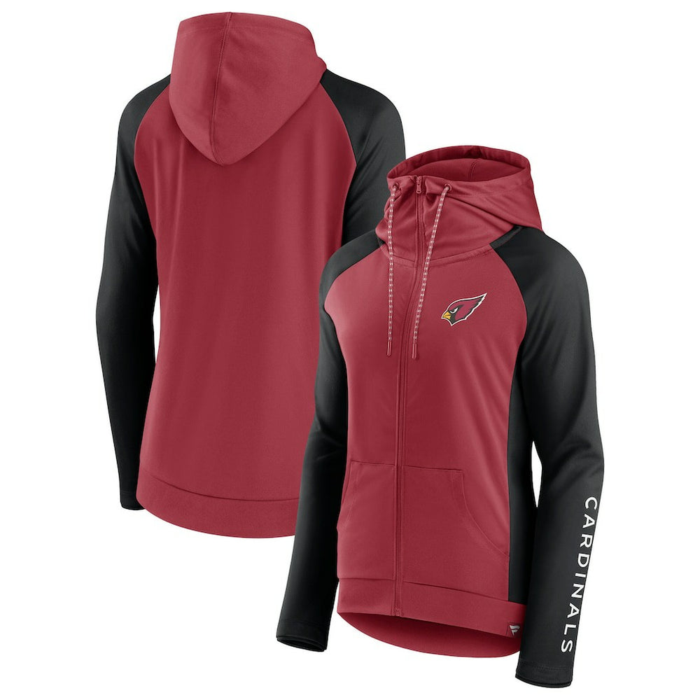 Arizona Cardinals Women's End Around Lightweight Raglan Full-Zip Hoodie Jacket Cardinal/Black - Fanatics