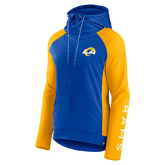 Los Angeles Rams Women's End Around Lightweight Raglan Full-Zip Hoodie Jacket Royal/Gold - Fanatics