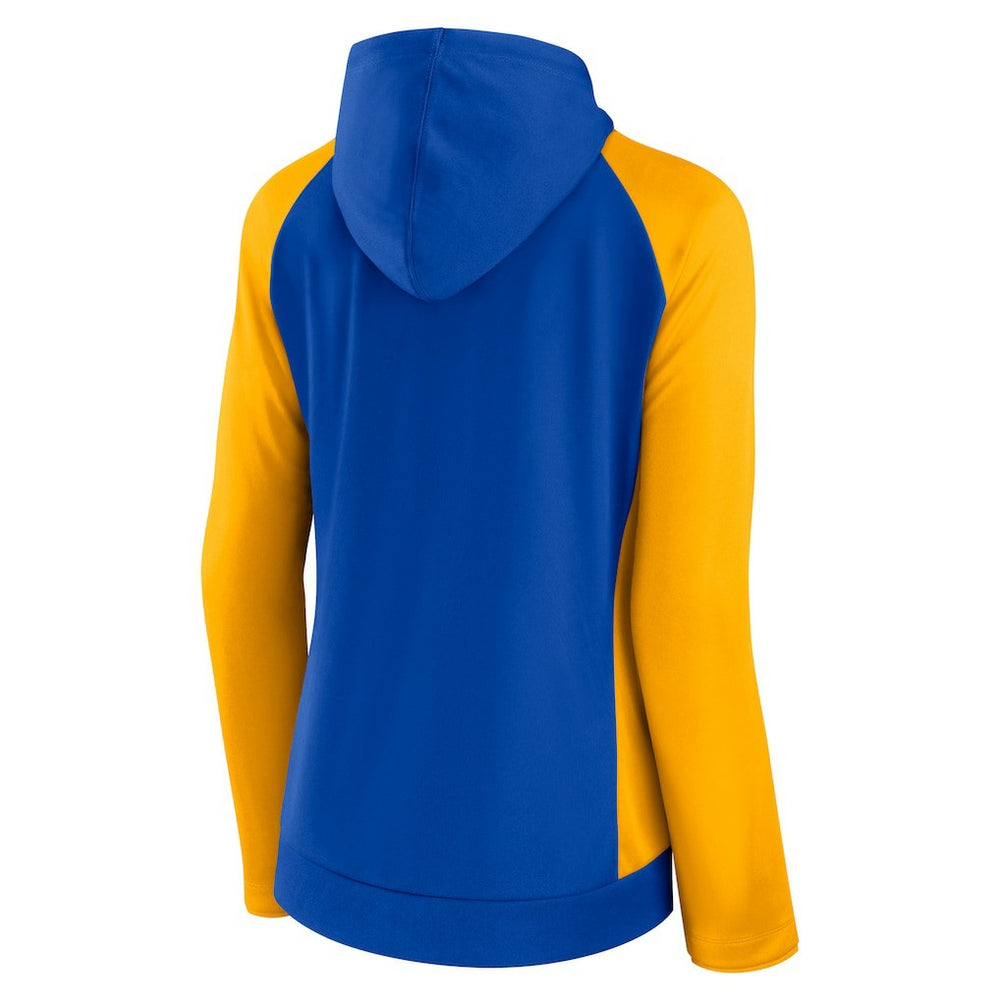 Los Angeles Rams Women's End Around Lightweight Raglan Full-Zip Hoodie Jacket Royal/Gold - Fanatics