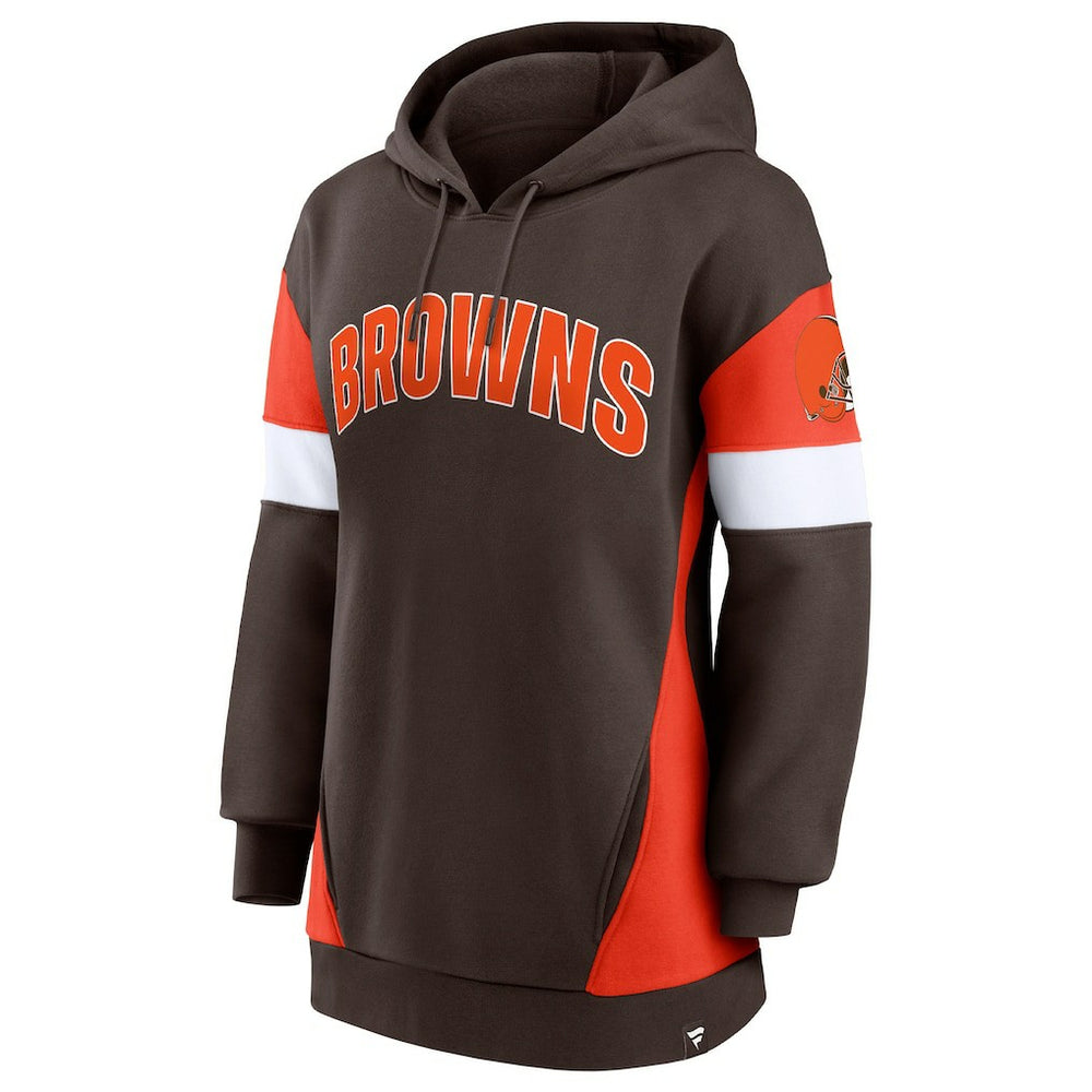 Cleveland Browns Women's Lock It Down Pullover Hoodie Brown/Orange - Fanatics