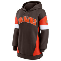 Cleveland Browns Women's Lock It Down Pullover Hoodie Brown/Orange - Fanatics