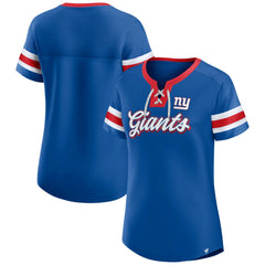 New York Giants Women's Original State Lace-Up T-Shirt Royal - Fanatics