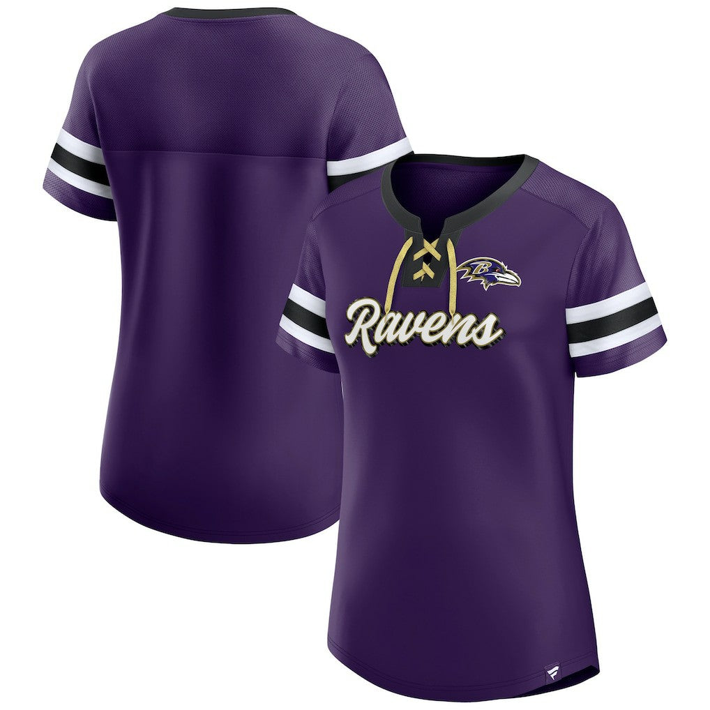 Baltimore Ravens Women's Original State Lace-Up T-Shirt Purple - Fanatics