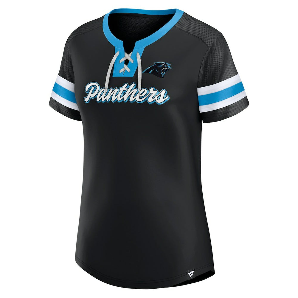 Carolina Panthers Women's Original State Lace-Up T-Shirt Black - Fanatics