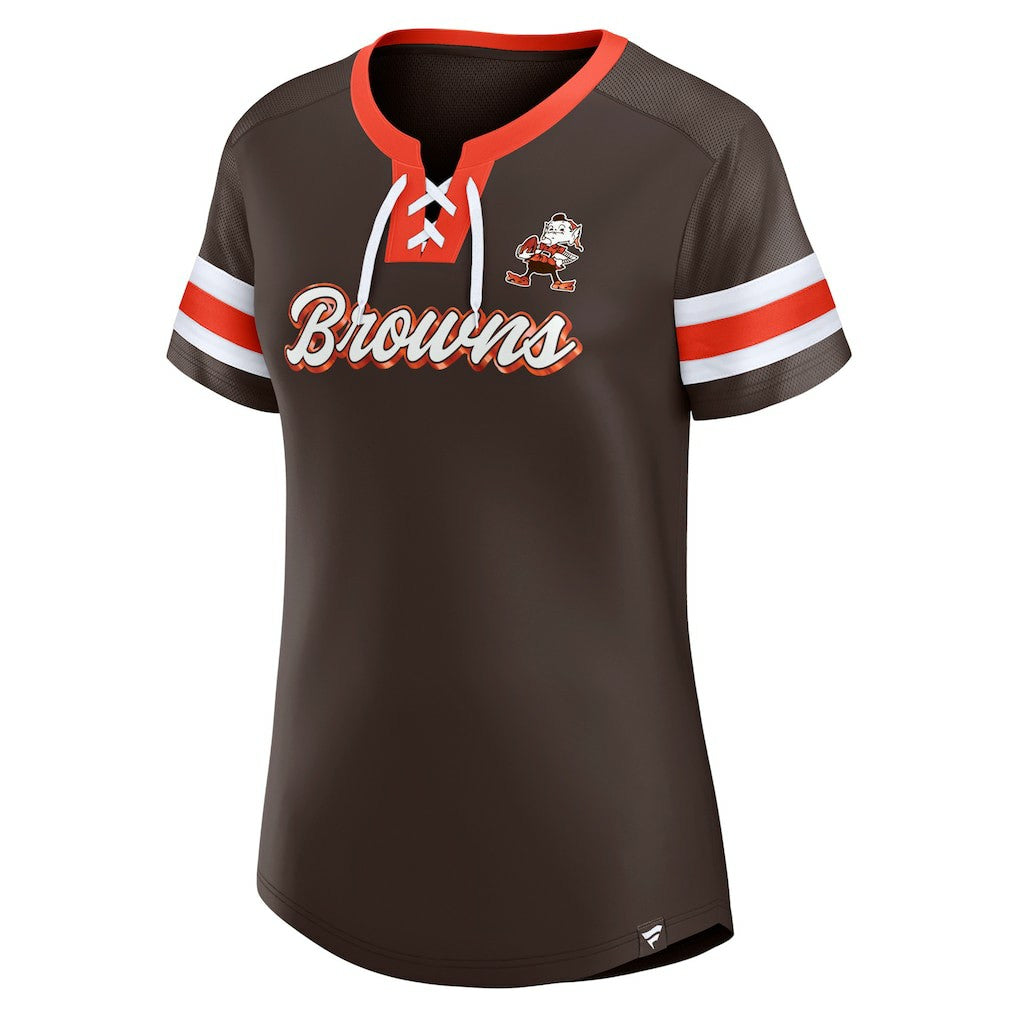 Cleveland Browns Women's Original State Lace-Up T-Shirt Brown - Fanatics