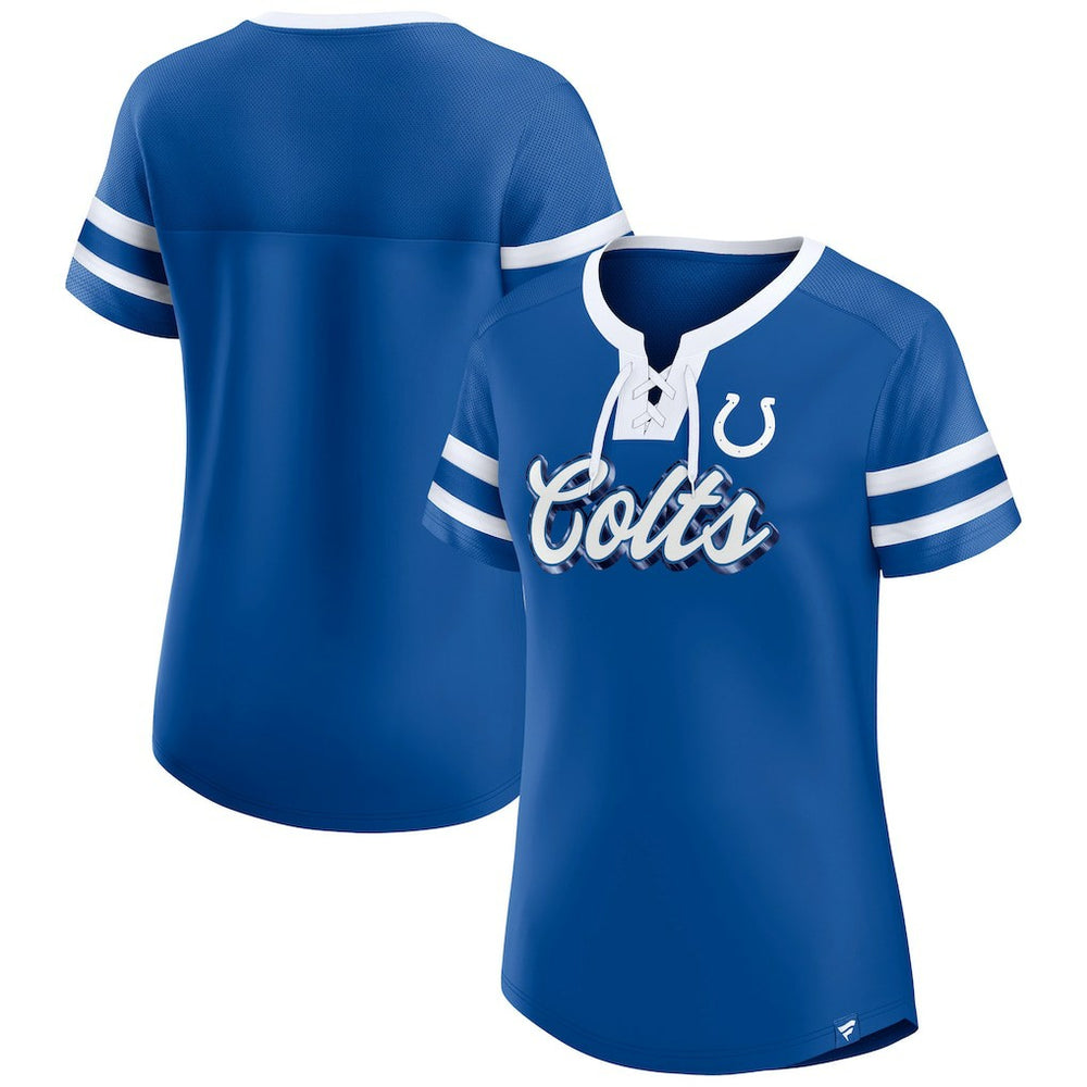 Indianapolis Colts Women's Original State Lace-Up T-Shirt Royal - Fanatics