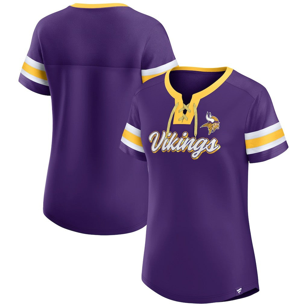Minnesota Vikings Women's Original State Lace-Up T-Shirt Purple - Fanatics