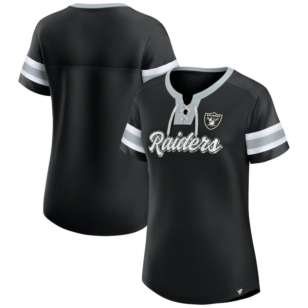 Las Vegas Raiders Women's Original State Lace-Up T-Shirt Black - Fanatics