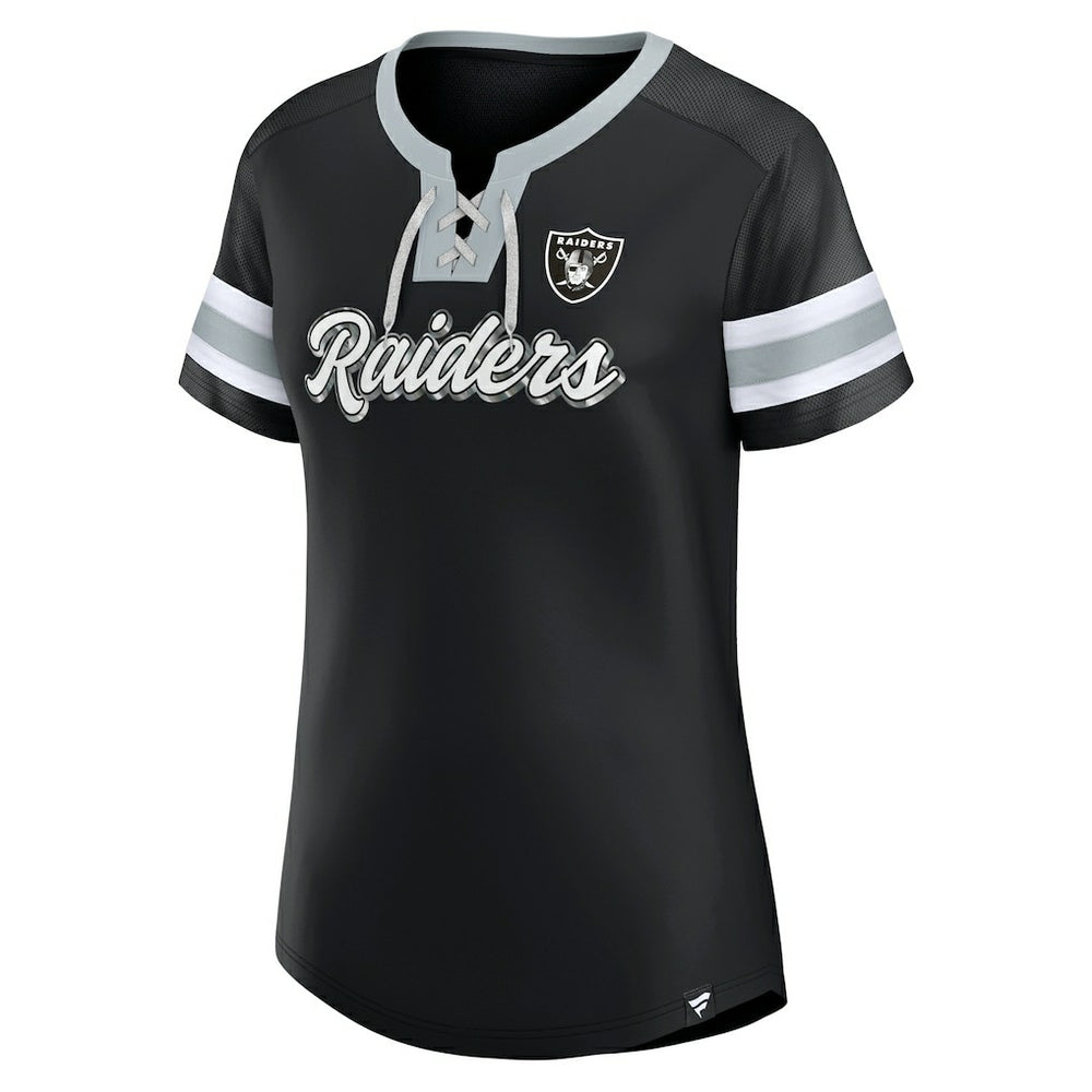 Las Vegas Raiders Women's Original State Lace-Up T-Shirt Black - Fanatics