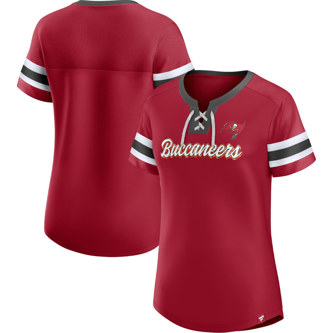 Tampa Bay Buccaneers Women's Original State Lace-Up T-Shirt Red - Fanatics