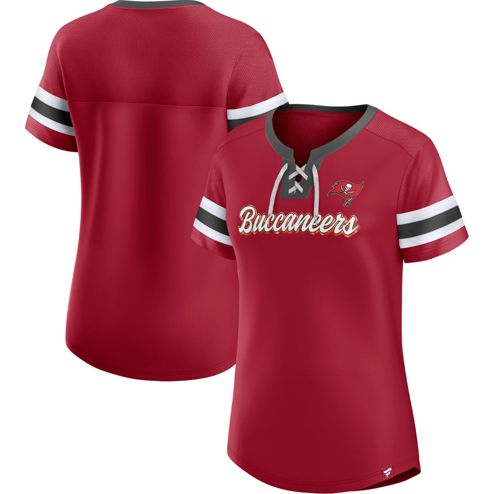 Tampa Bay Buccaneers Women's Original State Lace-Up T-Shirt Red - Fanatics