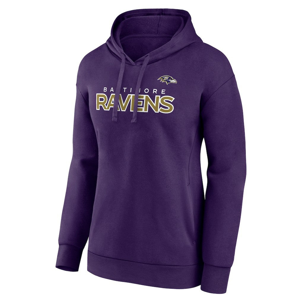 Baltimore Ravens Women's Iconic Cotton Fleece Checklist Pullover Hoodie Purple - Fanatics