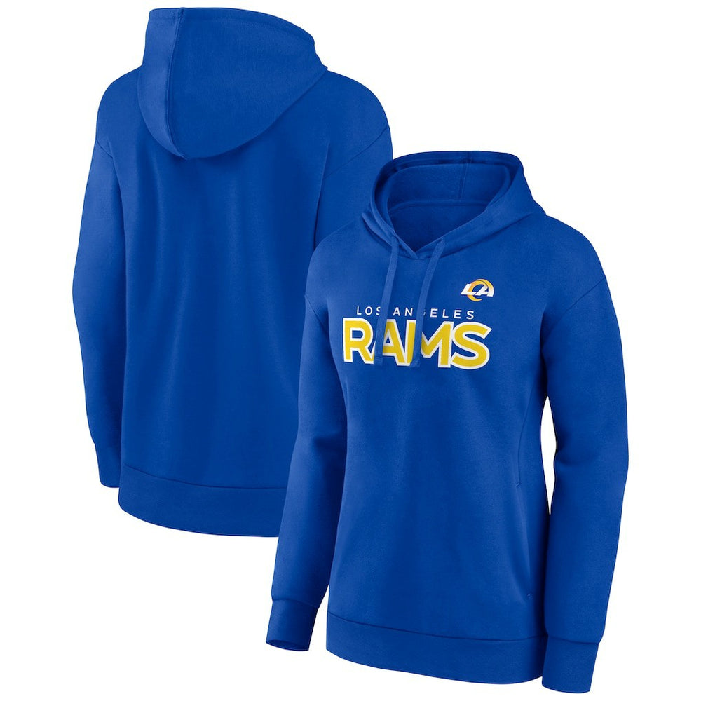 Los Angeles Rams Women's Iconic Cotton Fleece Checklist Pullover Hoodie Royal - Fanatics