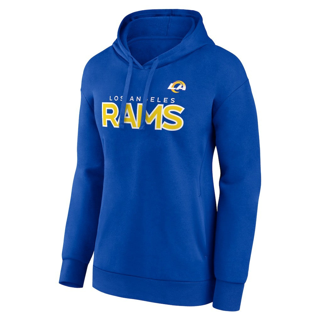 Los Angeles Rams Women's Iconic Cotton Fleece Checklist Pullover Hoodie Royal - Fanatics