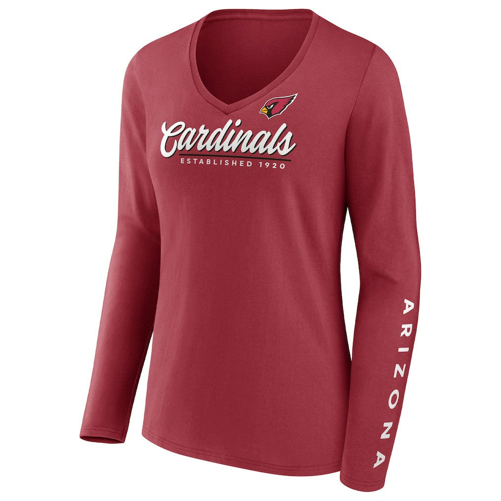 Arizona Cardinals Women's Drive Forward V-Neck Long Sleeve T-Shirt Cardinal - Fanatics