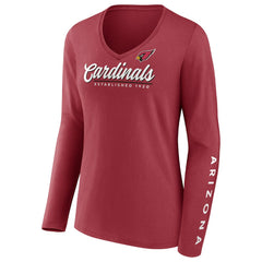 Arizona Cardinals Women's Drive Forward V-Neck Long Sleeve T-Shirt Cardinal - Fanatics