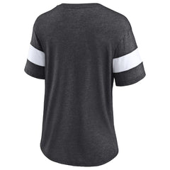 New Orleans Saints Women's Distressed Team Tri-Blend V-Neck T-Shirt Heathered Charcoal/White - Fanatics