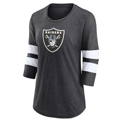 Las Vegas Raiders Women's Primary Logo 3/4 Sleeve Scoop Neck T-Shirt Heathered Charcoal - Fanatics