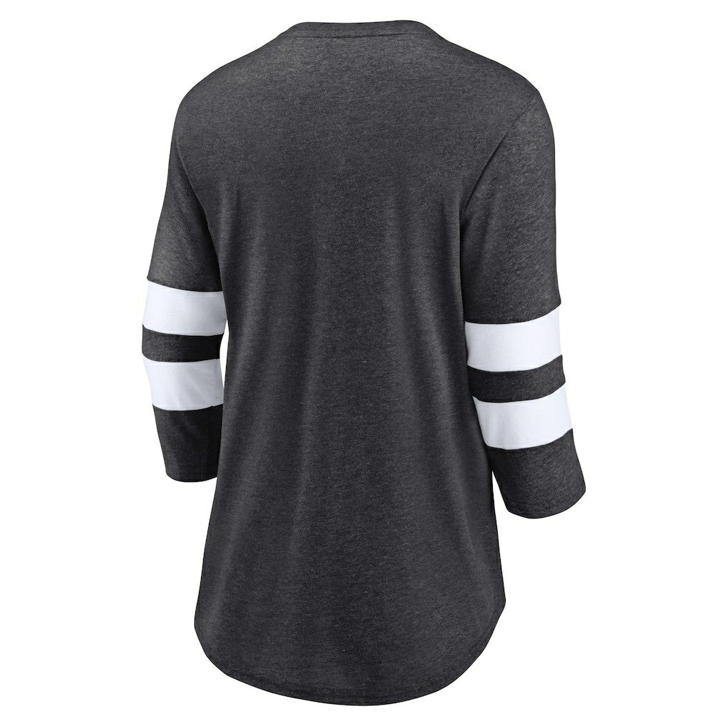 Las Vegas Raiders Women's Primary Logo 3/4 Sleeve Scoop Neck T-Shirt Heathered Charcoal - Fanatics