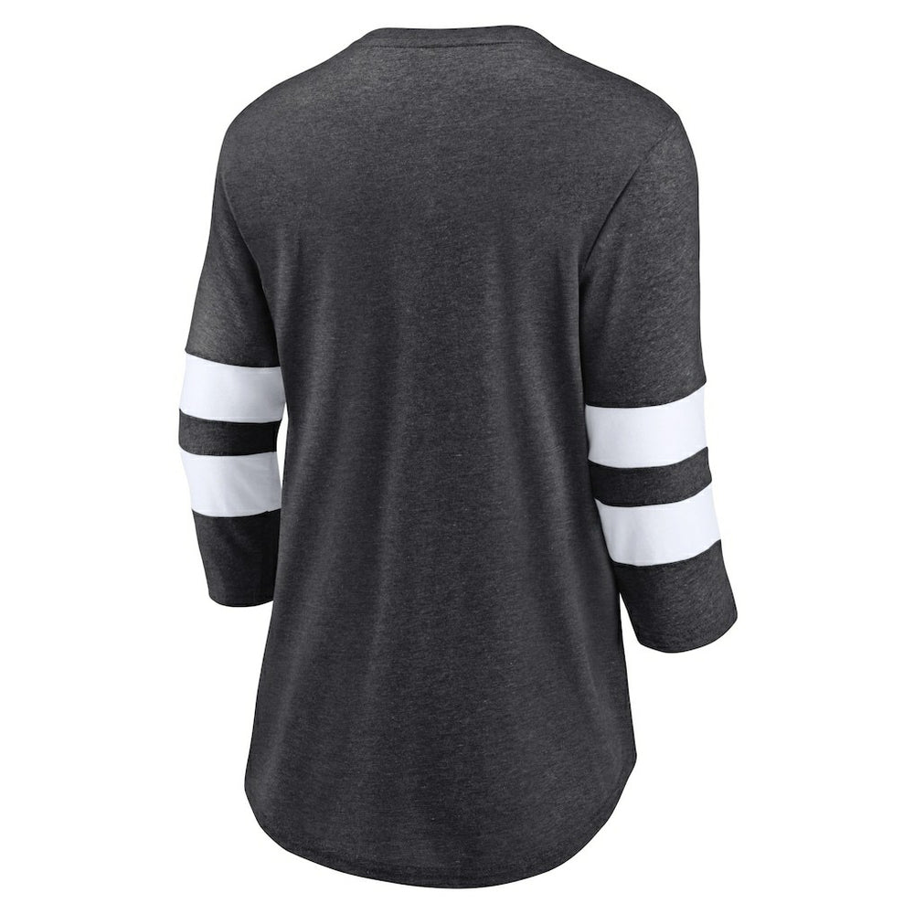 Las Vegas Raiders Women's Primary Logo 3/4 Sleeve Scoop Neck T-Shirt Heathered Charcoal - Fanatics