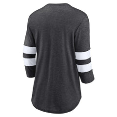Las Vegas Raiders Women's Primary Logo 3/4 Sleeve Scoop Neck T-Shirt Heathered Charcoal - Fanatics