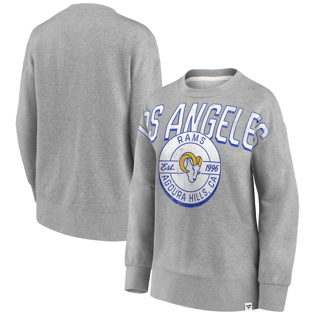 Los Angeles Rams Women's Jump Distribution Tri-Blend Pullover Sweatshirt Heathered Gray - Fanatics