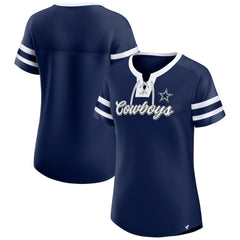 Dallas Cowboys Women's Original State Lace-Up T-Shirt Navy - Fanatics