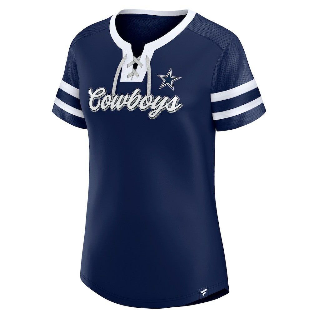 Dallas Cowboys Women's Original State Lace-Up T-Shirt Navy - Fanatics