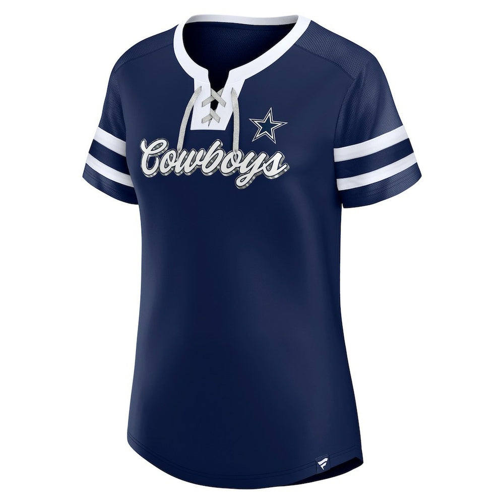 Dallas Cowboys Women's Original State Lace-Up T-Shirt Navy - Fanatics