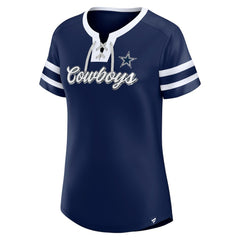 Dallas Cowboys Women's Original State Lace-Up T-Shirt Navy - Fanatics