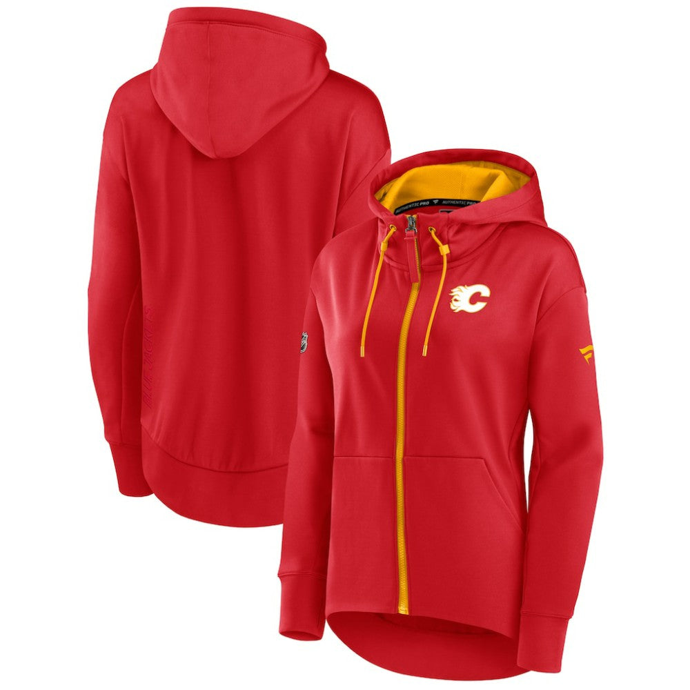 Calgary Flames - Fanatics Women's Authentic Pro Rink Full-Zip Hoodie Red