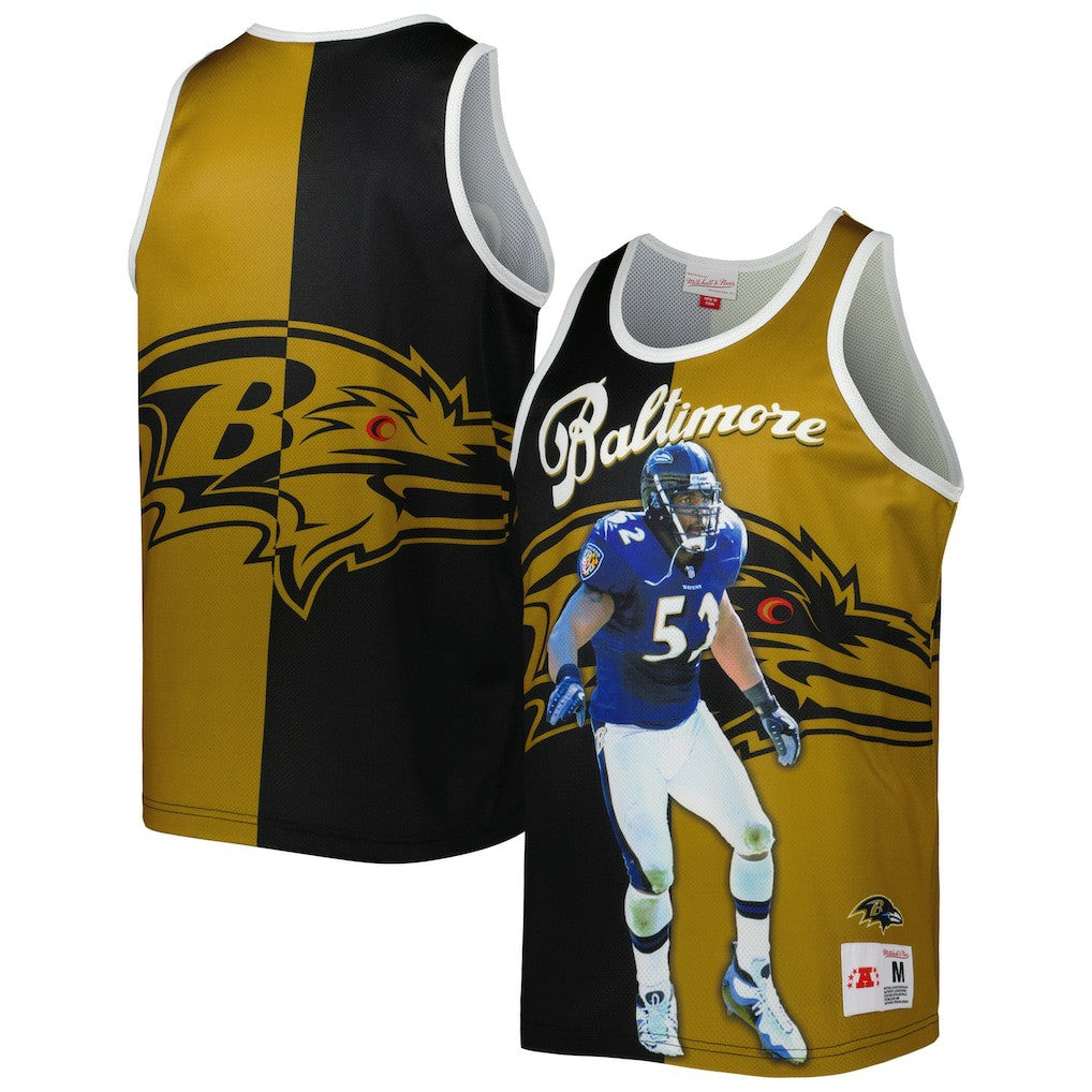 Ray Lewis Baltimore Ravens Retired Player Graphic Tank Top Black/Gold - Mitchell & Ness
