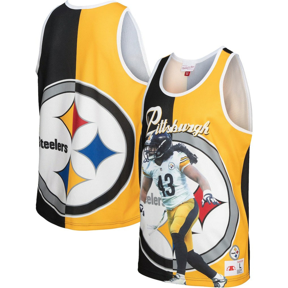 Troy Polamalu Pittsburgh Steelers Retired Player Graphic Tank Top Black/Gold - Mitchell & Ness