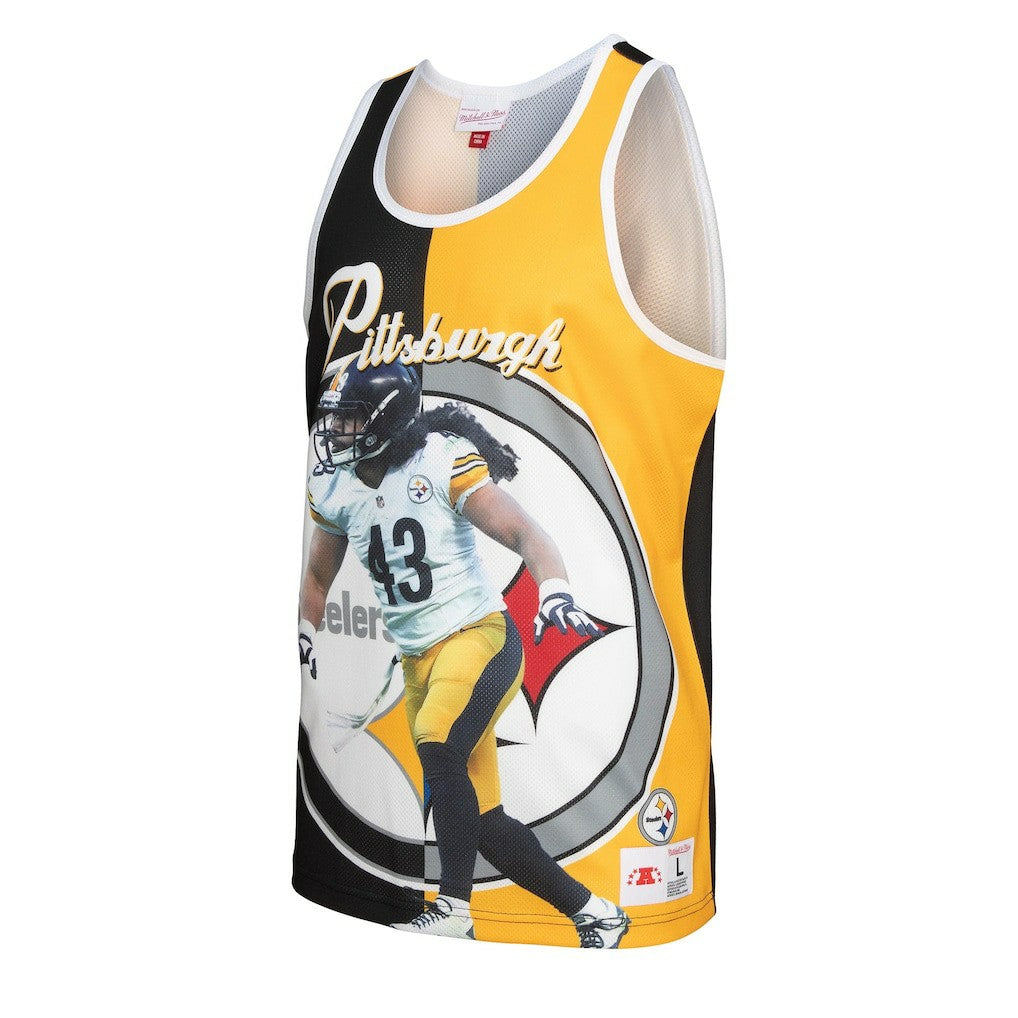 Troy Polamalu Pittsburgh Steelers Retired Player Graphic Tank Top Black/Gold - Mitchell & Ness