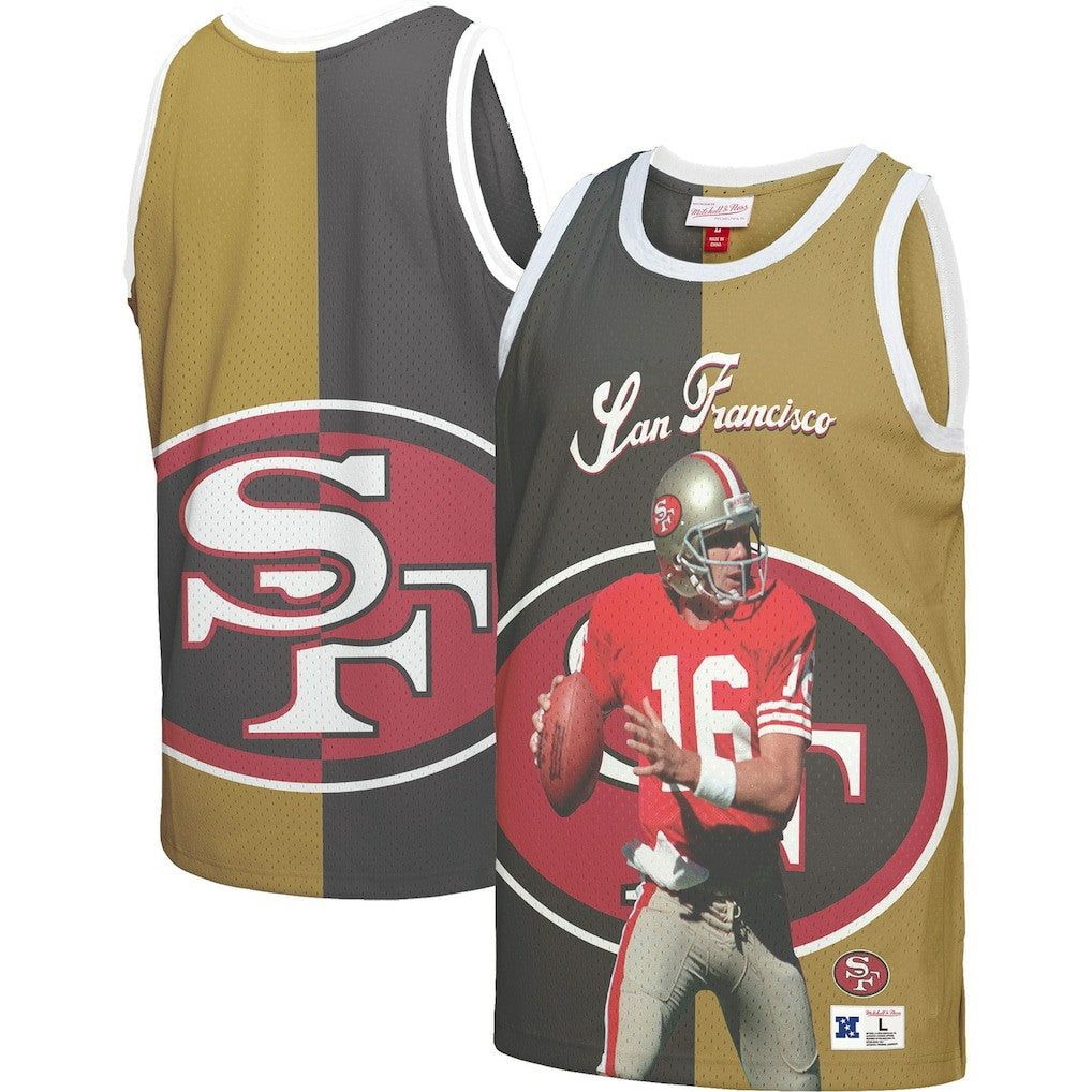 Joe Montana San Francisco 49ers Retired Player Graphic Tank Top Black/Gold - Mitchell & Ness