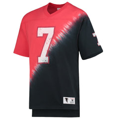 Michael Vick Atlanta Falcons Retired Player Name & Number Diagonal Tie-Dye V-Neck T-Shirt Black/Red - Mitchell & Ness