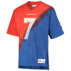 John Elway Denver Broncos Retired Player Name & Number Diagonal Tie-Dye V-Neck T-Shirt Orange/Royal - Mitchell & Ness