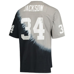 Bo Jackson Las Vegas Raiders Retired Player Name & Number Diagonal Tie-Dye V-Neck T-Shirt Black/Silver - Mitchell & Ness
