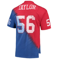 Lawrence Taylor New York Giants Retired Player Name & Number Diagonal Tie-Dye V-Neck T-Shirt Red/Royal - Mitchell & Ness