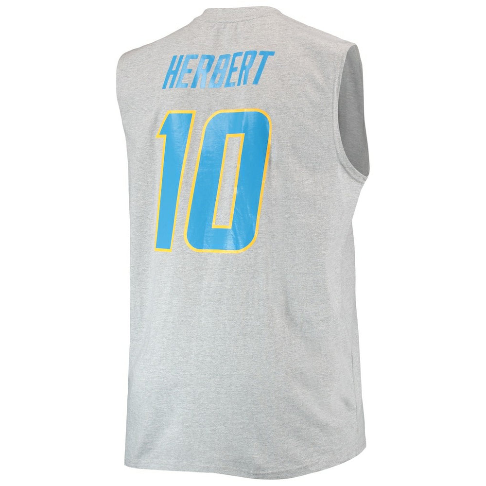 Justin Herbert Los Angeles Chargers Big & Tall Player Name & Number Muscle Tank Top Heathered Gray - NFL