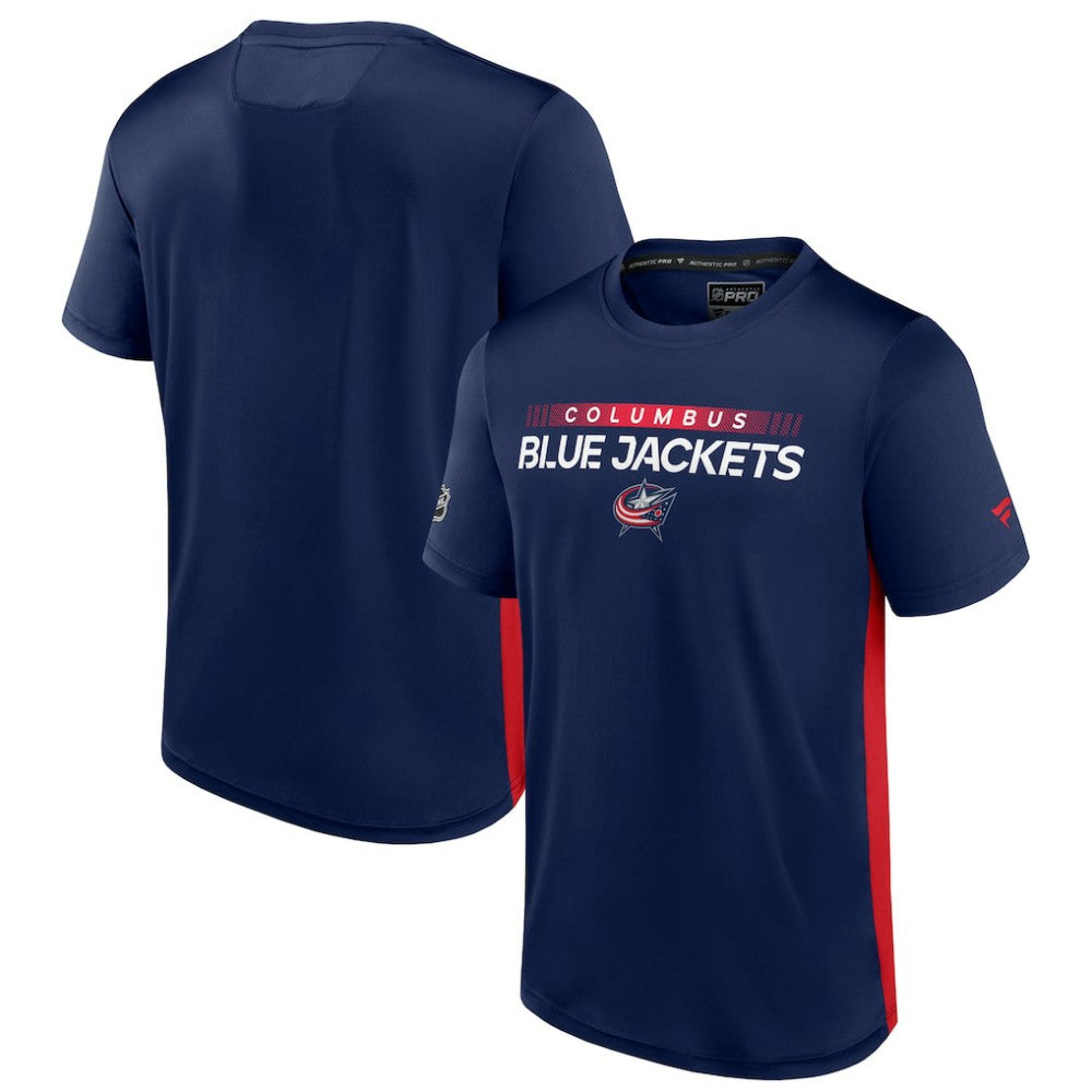 Columbus Blue Jackets - Fanatics Authentic Pro Rink Tech T-Shirt Navy/Red