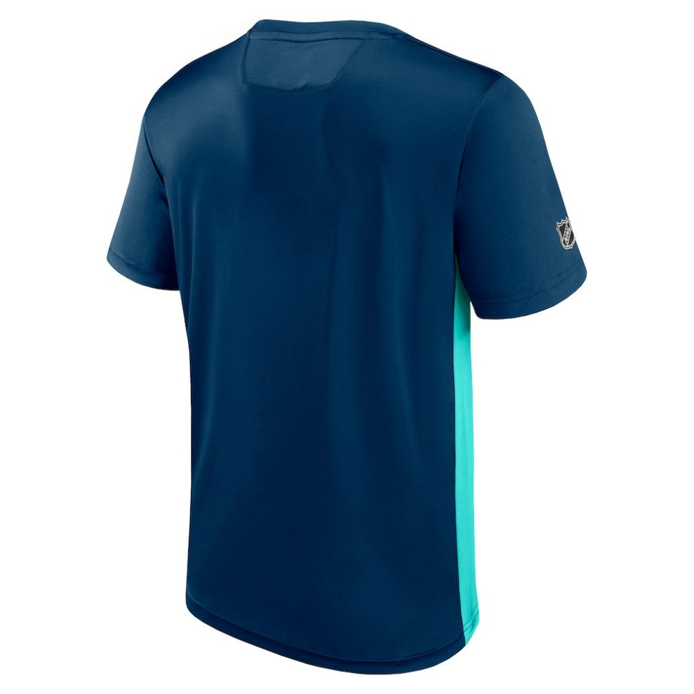 Seattle Kraken Fanatics Authentic Pro Rink Tech T-Shirt Deep Sea Blue/Light Blue