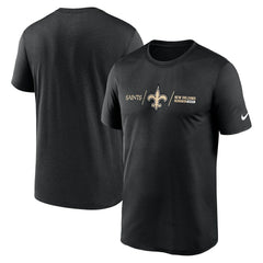 New Orleans Saints Horizontal Lockup Legend Performance T-Shirt Black - Nike