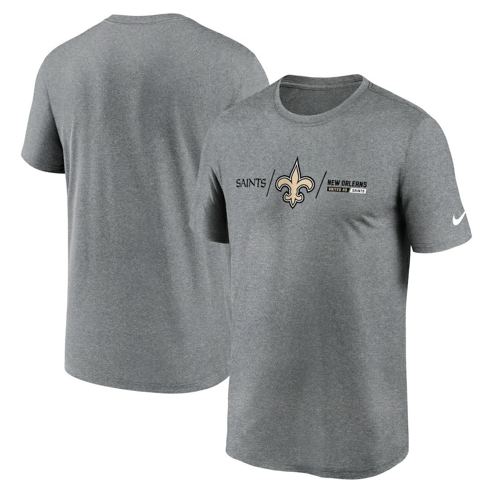 New Orleans Saints Horizontal Lockup Legend Performance T-Shirt Heathered Charcoal - Nike
